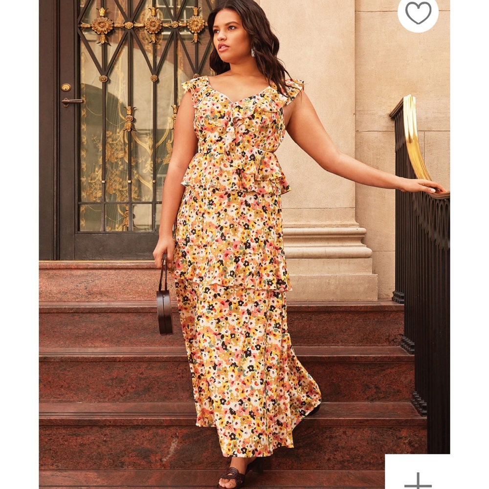 Eloquii Floral Ruffle Maxi Dress